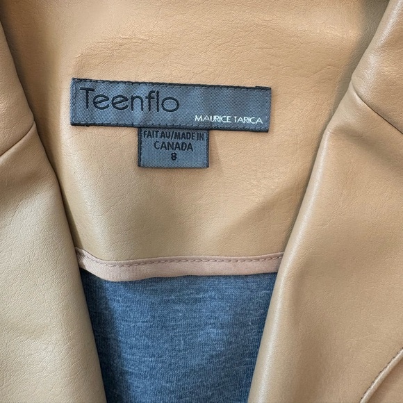 Teenflo Tan Faux Leather Jacket with Cotton Lining - Picture 4 of 6